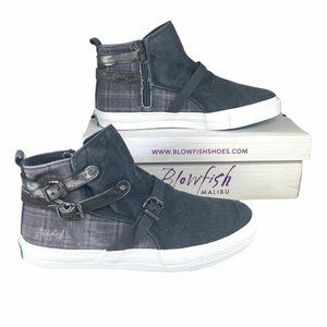 Blowfish Malibu Womens Kayleen Gray High Top Plaid Sneaker Shoes - Size 9